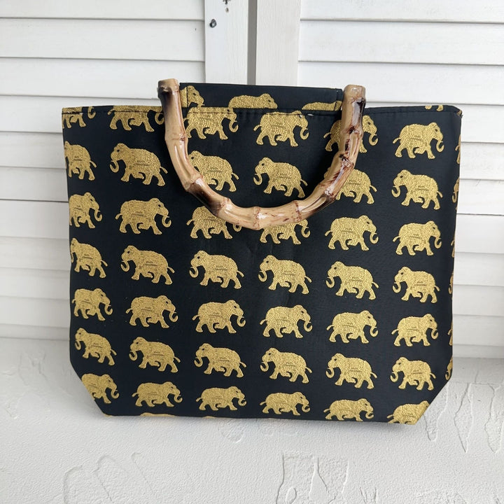 Stylish cotton bag with bamboo handles Kalsten