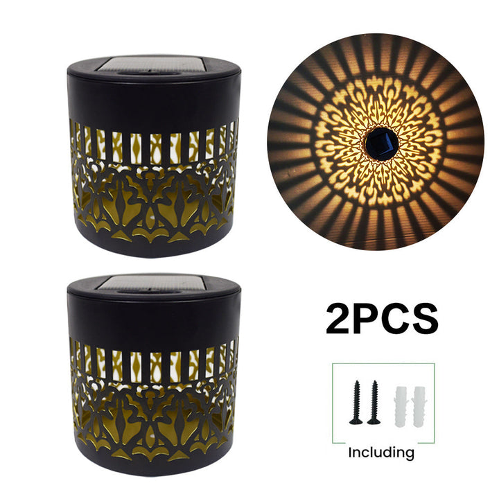 Decorative Solar Wall Lantern With Moroccan Cutout Projection Metal Outdoor Sconce Pair Kalsten