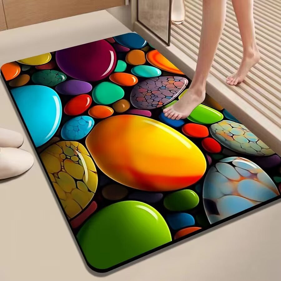 Colorful Pebble-Themed Floor Mat Kalsten