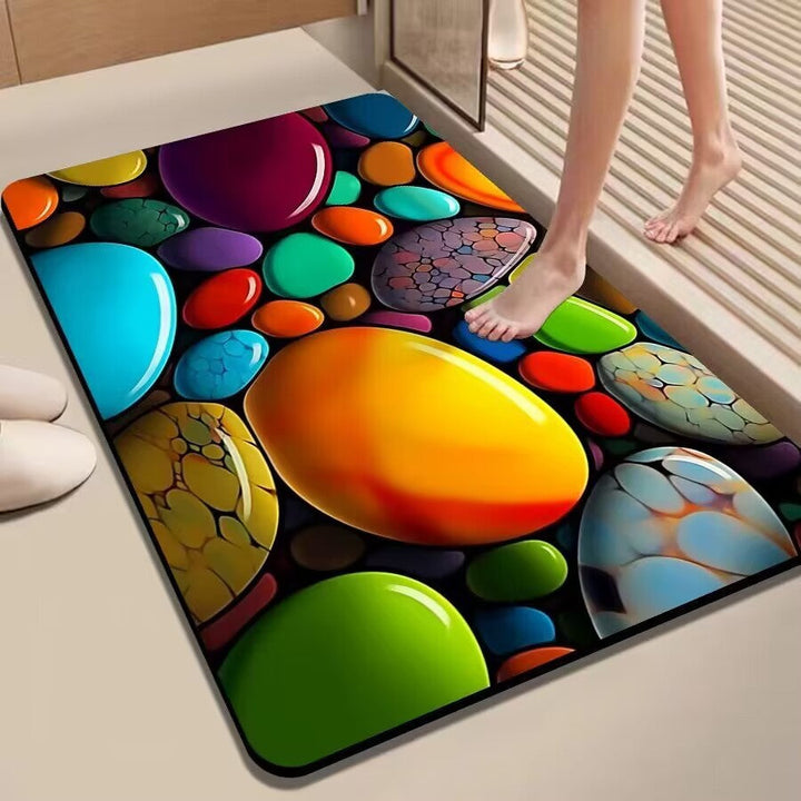 Colorful Pebble-Themed Floor Mat Kalsten