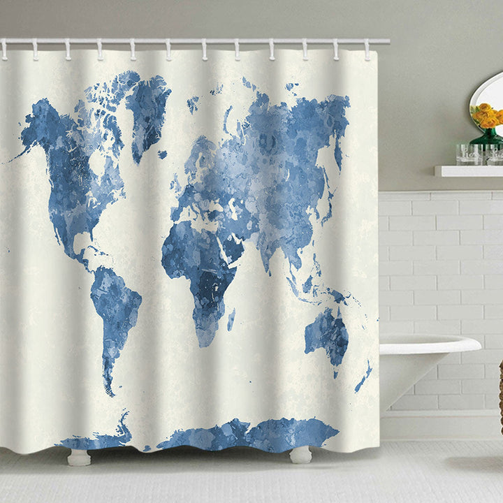 Vintage World Map Shower Curtain Kalsten