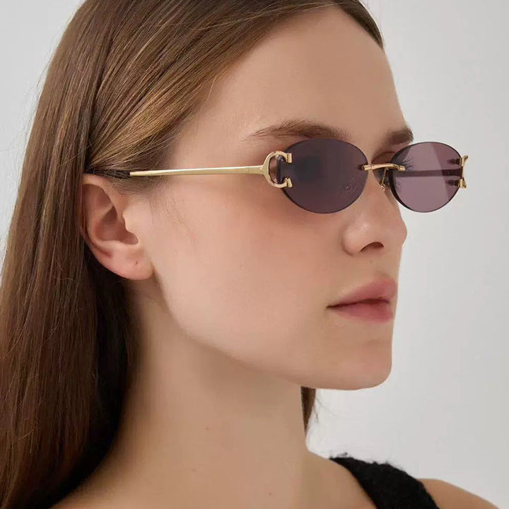 Women's elegant oval-shaped sunglasses with fashionable metal frame Kalsten