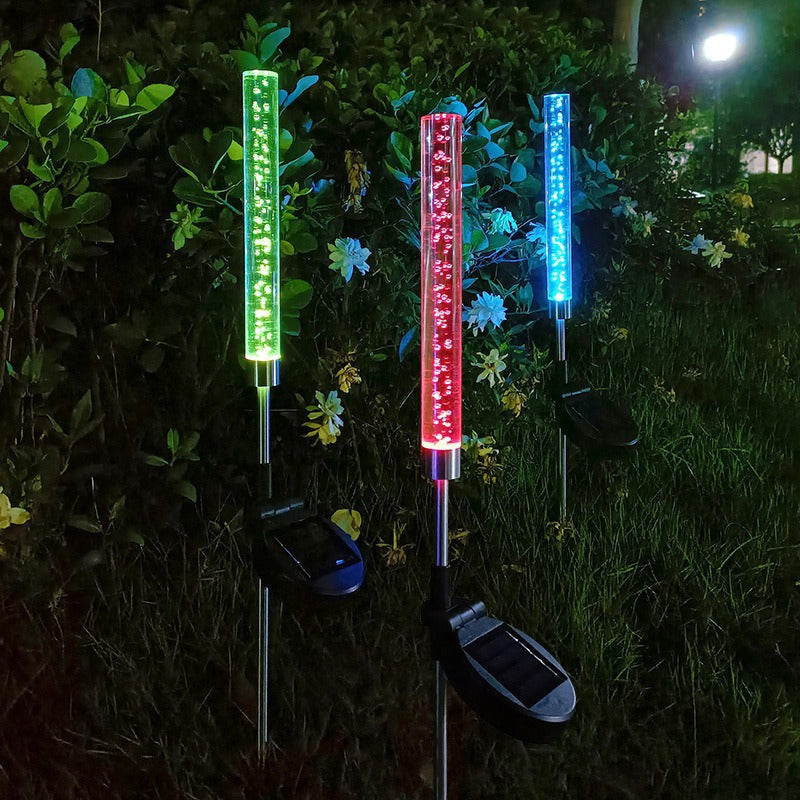 RGB Bubbling Acrylic Garden Stake With Adjustable Stainless Steel Spike And Dusk-To-Dawn Sensor Kalsten