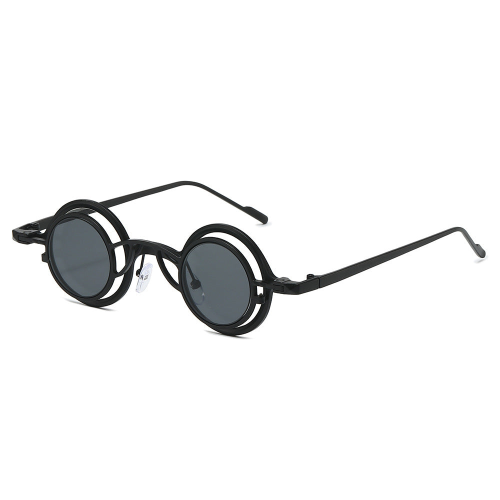 Women's Retro Round Sunglasses with Double Frame Kalsten
