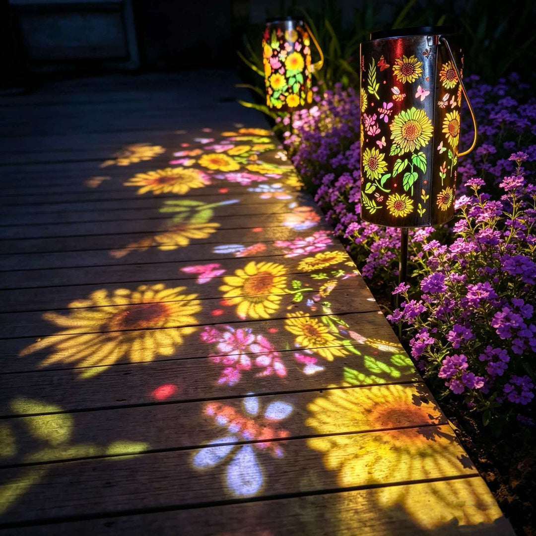 Decorative Solar Garden Stake Lantern With Sunflower Projection Kalsten