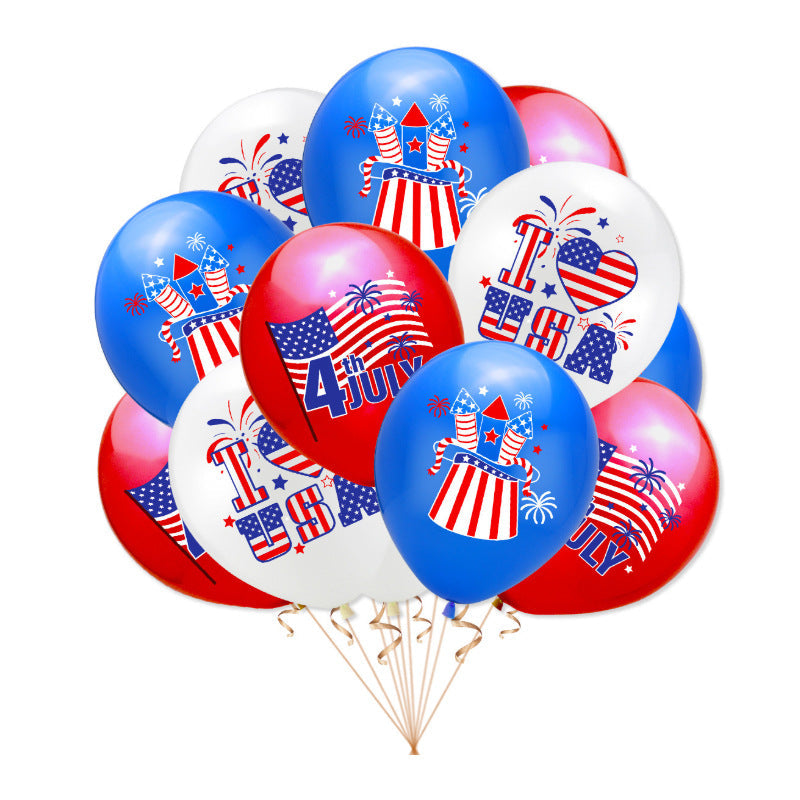 Unisex latex balloon printed with patriotic USA heart and lettering design Kalsten