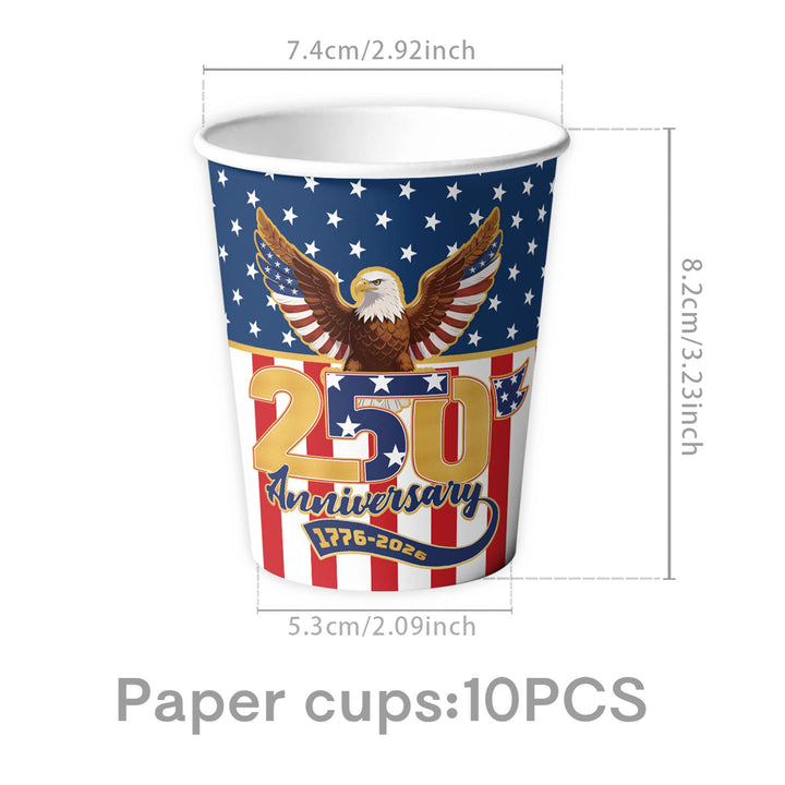 Unisex nan Patriotic Anniversary Disposable Tableware Party Kit with Stars Stripes Plates Cups Napkins Cutlery Banner Kalsten