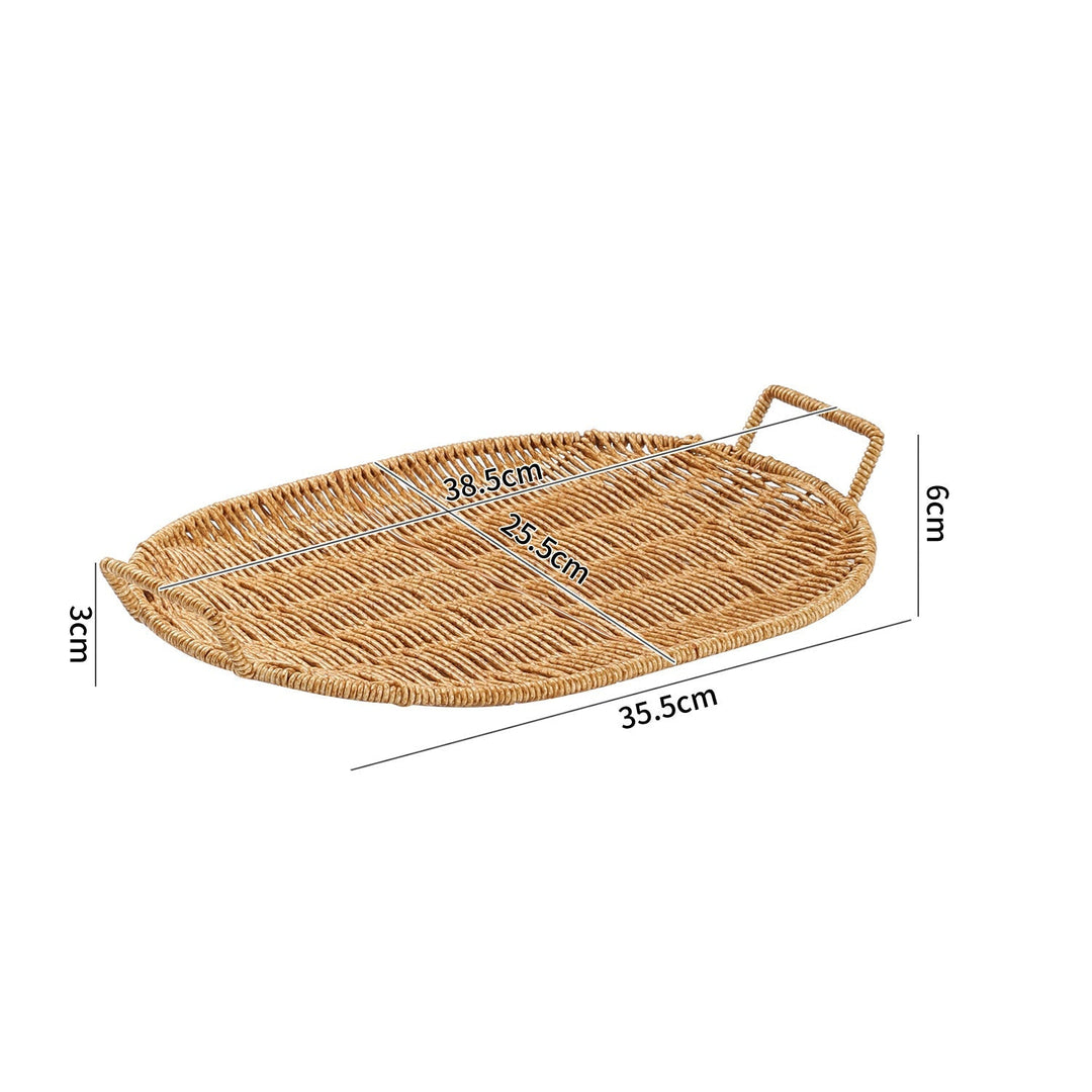 Handwoven Round Serving Tray with Ergonomic Handles Kalsten
