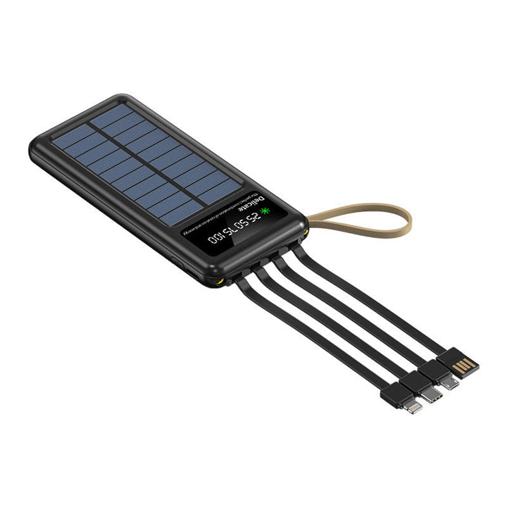 Solar power bank with integrated light and multifunctional USB charging cable Kalsten
