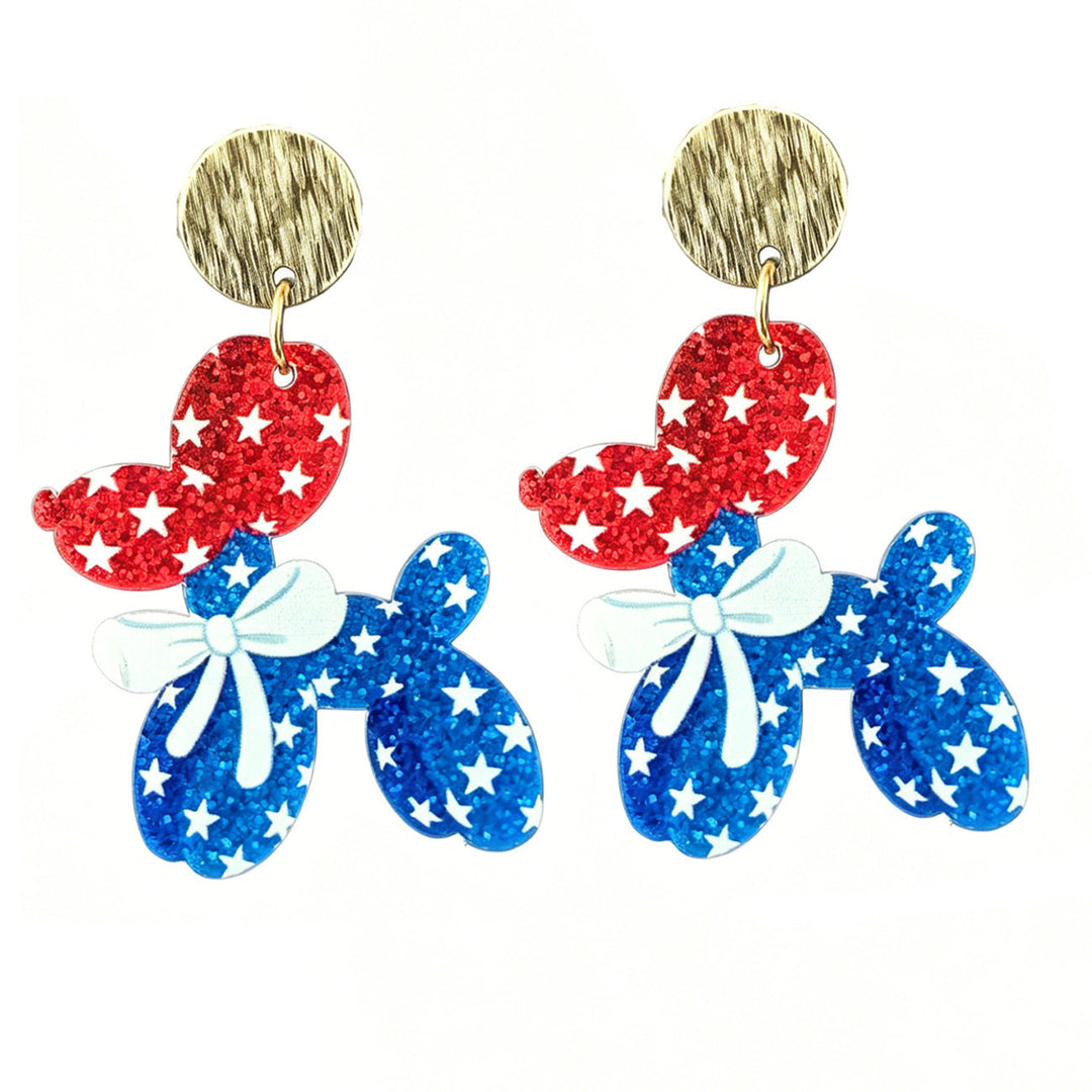 Ladies nan Statement bow earrings made of acrylic with glittering star stripe design and round studs Kalsten