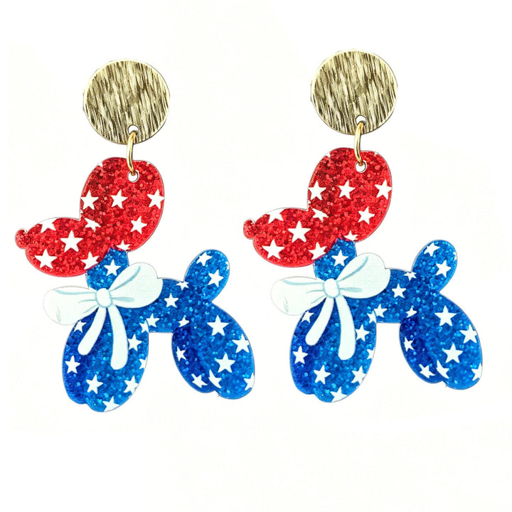 Ladies nan Statement bow earrings made of acrylic with glittering star stripe design and round studs Kalsten
