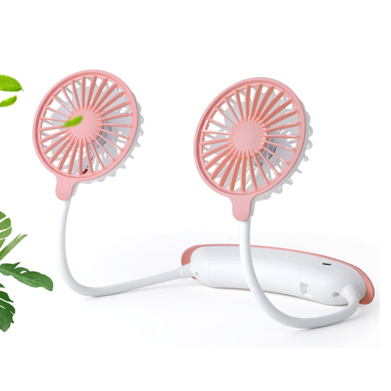 Unisex nano portable double neck fan with silent motor, adjustable fan heads, and rechargeable battery Kalsten