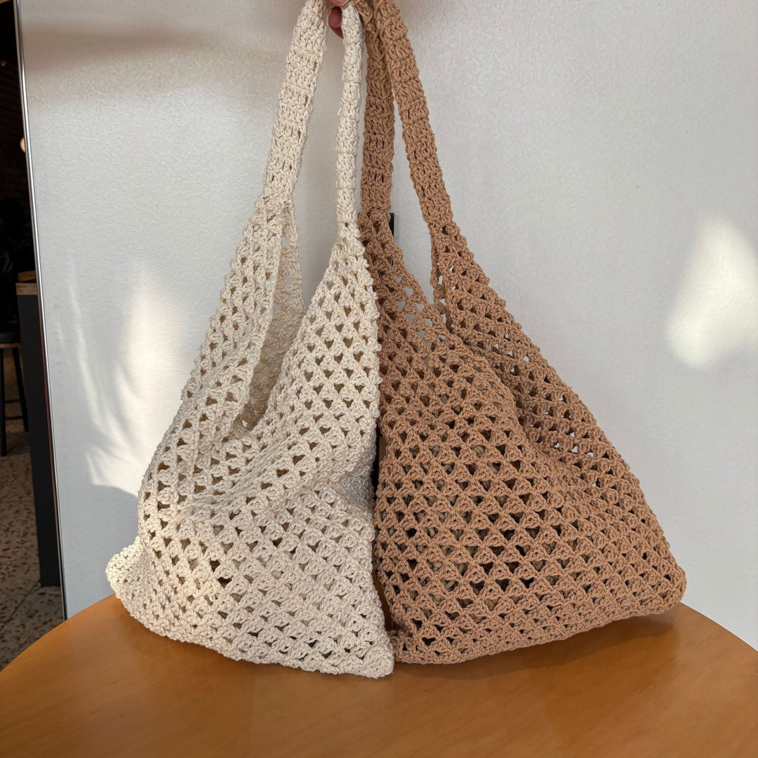 Hand-knotted net tote bag with comfortable double handles Kalsten