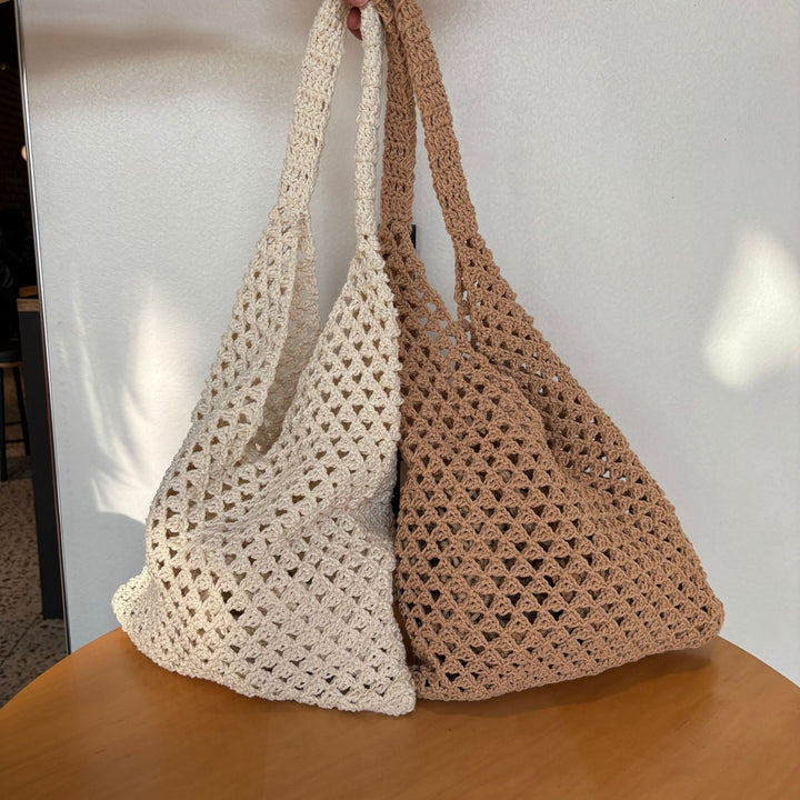 Hand-knotted net tote bag with comfortable double handles Kalsten