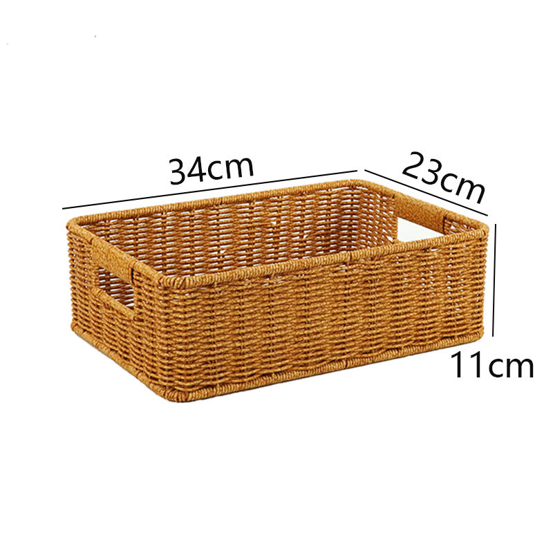 Women's Rectangular Storage Basket Made of Natural Wicker Kalsten