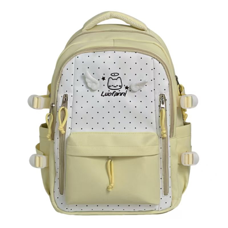 Playful Polka Dot Multi-Pocket Backpack Kalsten