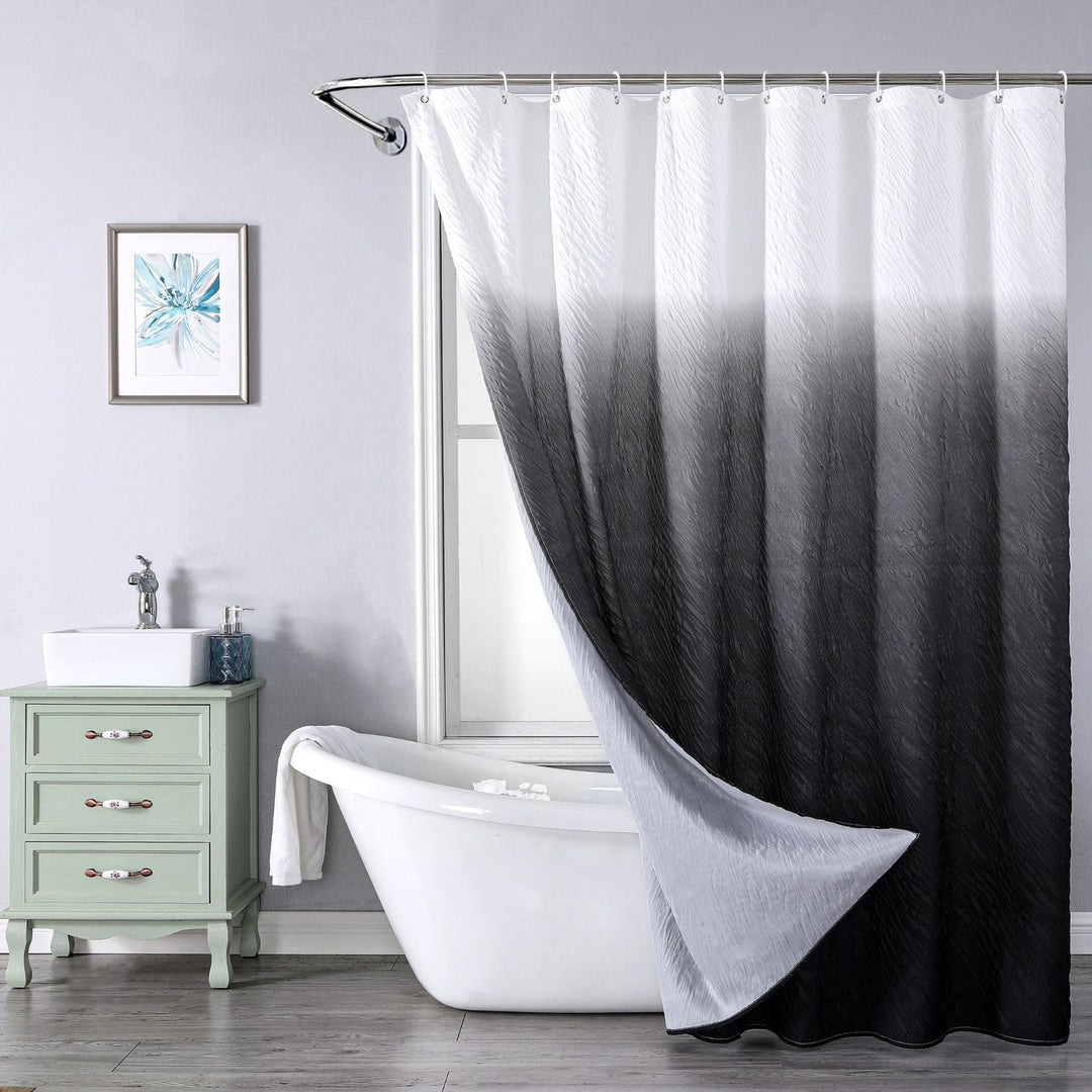 Textured Leaf Motif Shower Curtain Kalsten