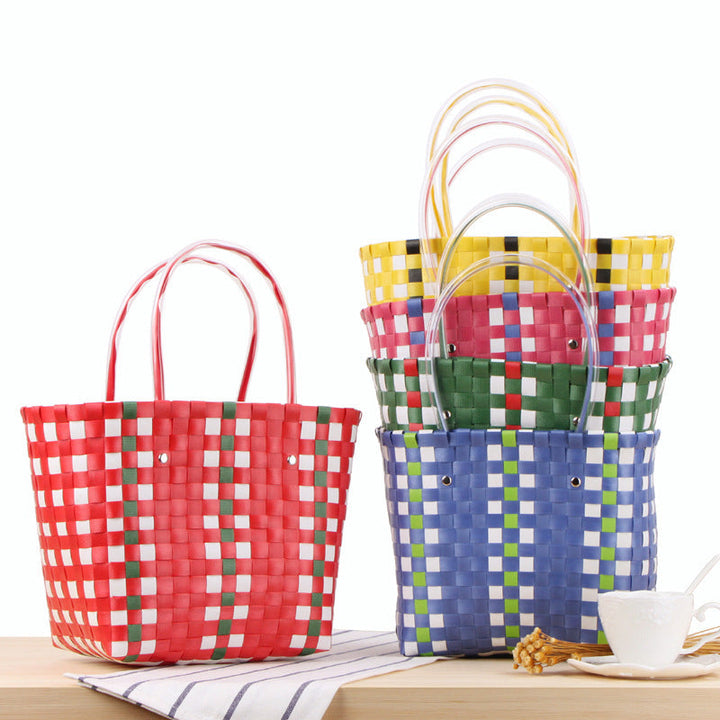 Braided shopping bag with colorful pattern Kalsten