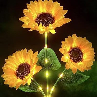 Solar-Powered Decorative Sunflower Garden Stake With Multi-Bloom LED Waterproof Panel Kalsten