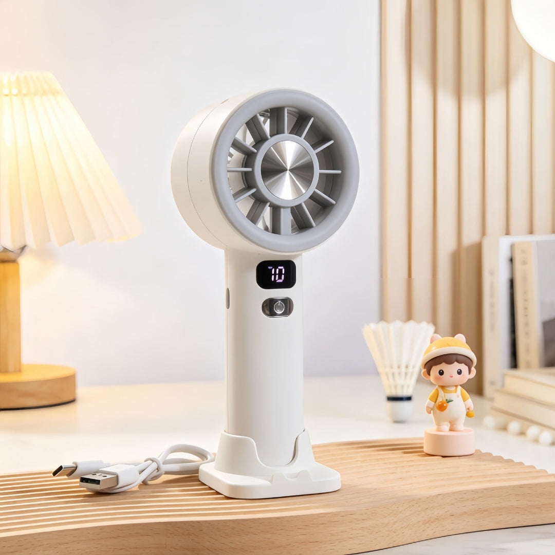 Ladies portable hand fan with LCD display and USB charging function Kalsten