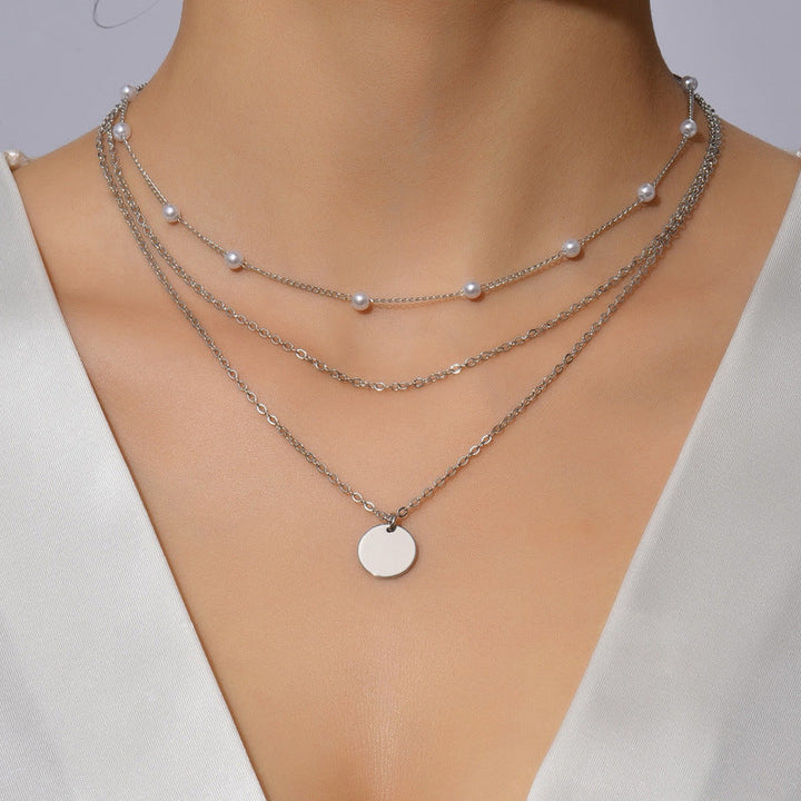 Layered Pearl and Chain Necklace Kalsten