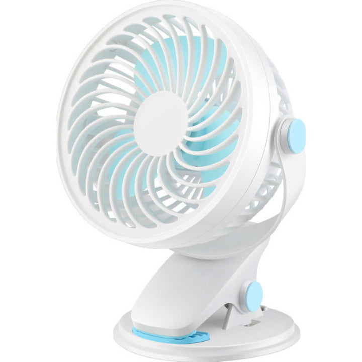 Unisex portable table fan with rechargeable battery and clip mount tiltable fan head Kalsten