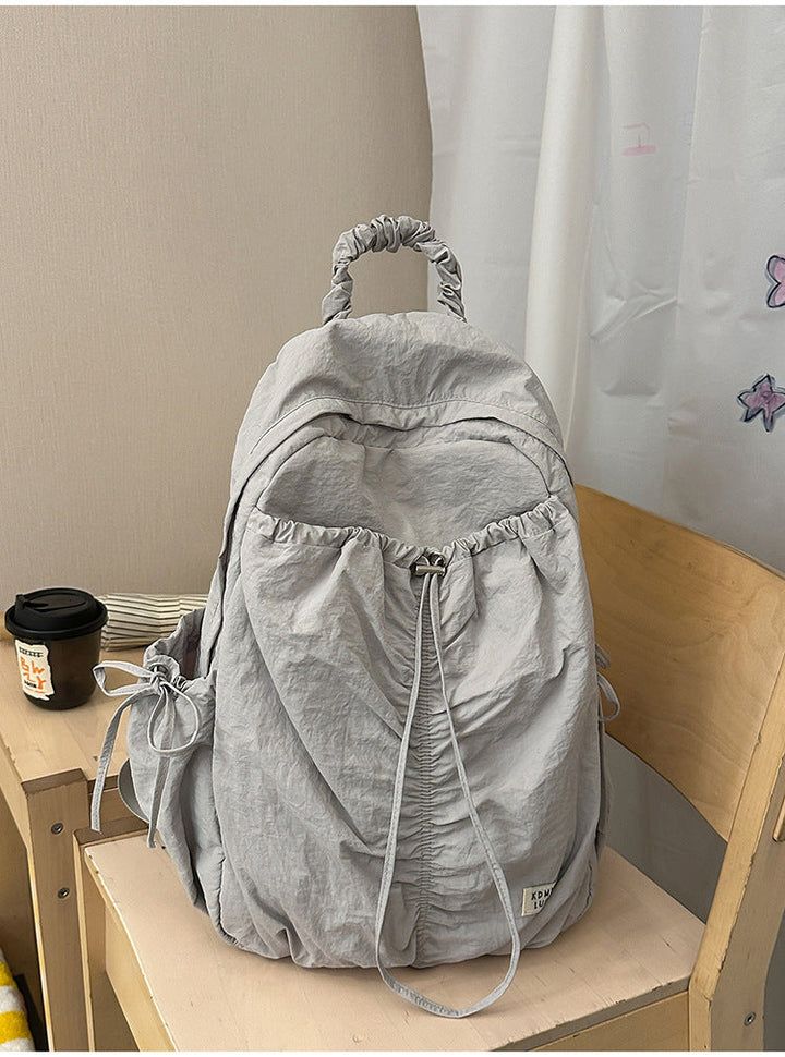 Casual Crinkled Fabric School Backpack