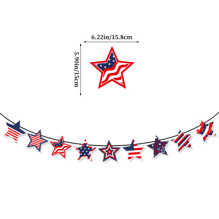 Unisex decorative paper fan garland with wavy semicircle pennants and star pattern Kalsten