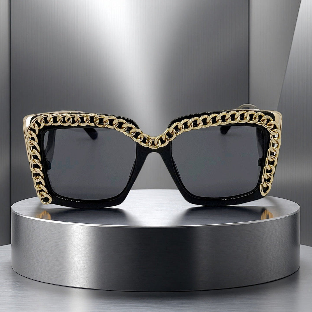 Women's fashionable oversized sunglasses with chain frame Kalsten