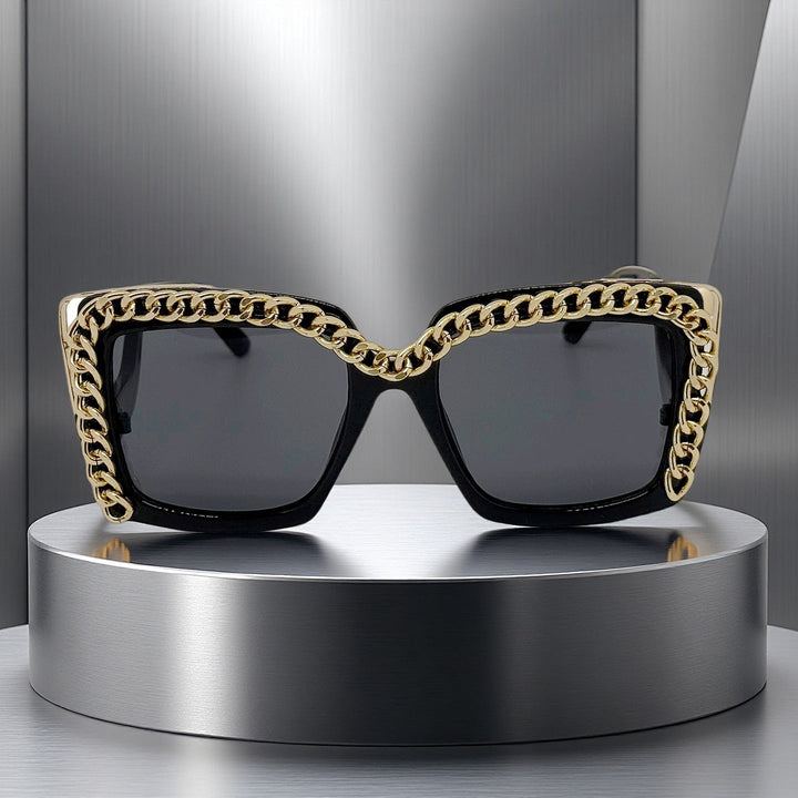 Women's fashionable oversized sunglasses with chain frame Kalsten