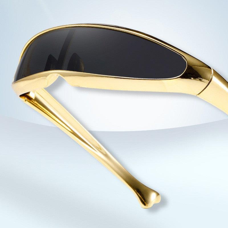 Women Futuristic Designer Sunglasses with Stylish Gold Frame Kalsten