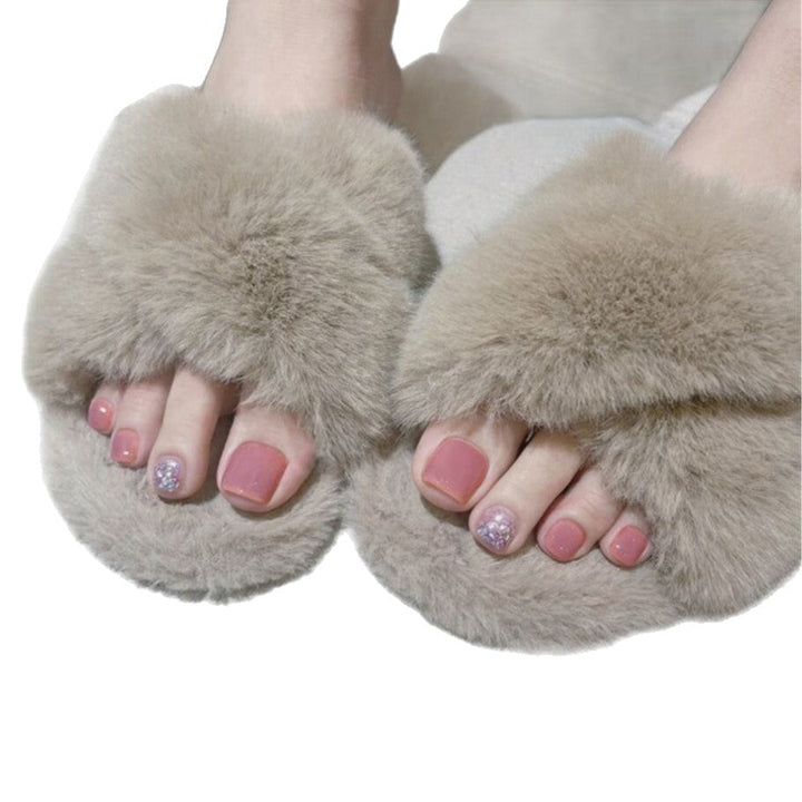Plush Faux Fur Slide Slippers Kalsten