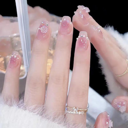 Glittery Crystal-Embellished Press-On Nail Tips Acalora
