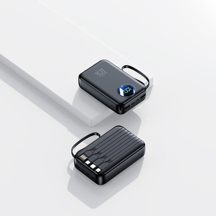 Portable power bank with integrated digital capacity display and flexible cable management Kalsten