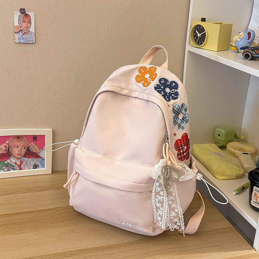 Floral Embellished Casual School Backpack