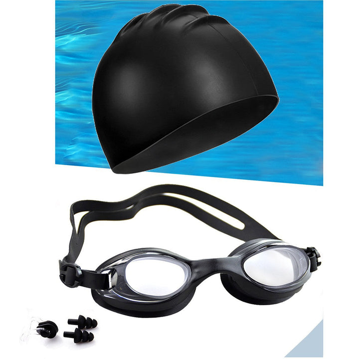 Swimming set with ergonomic swimming goggles and reliable swim cap Kalsten