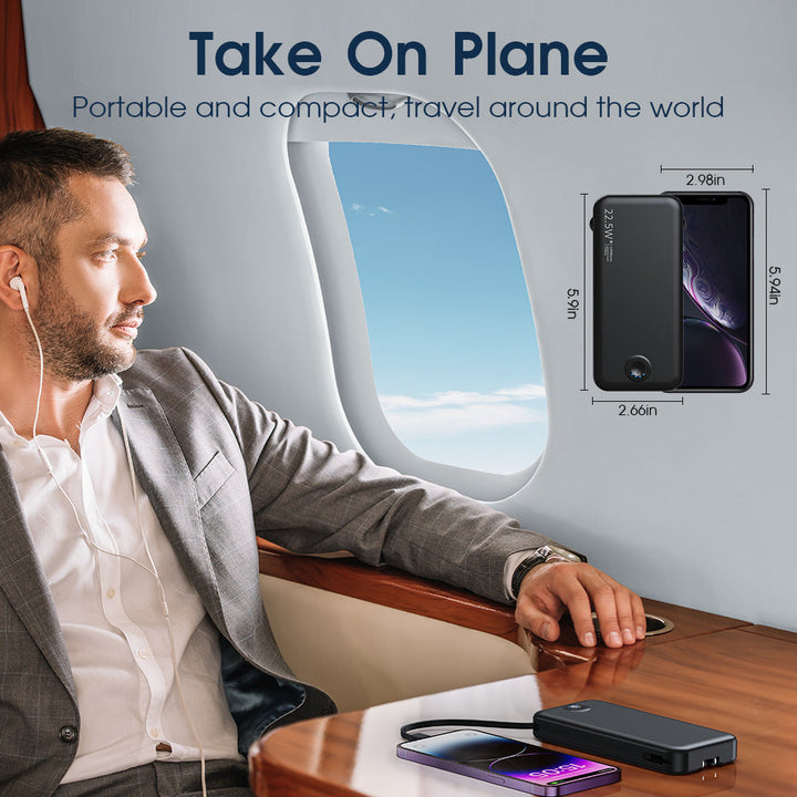 Powerbank with Integrated Wall Plug and Dual Charging Function Kalsten