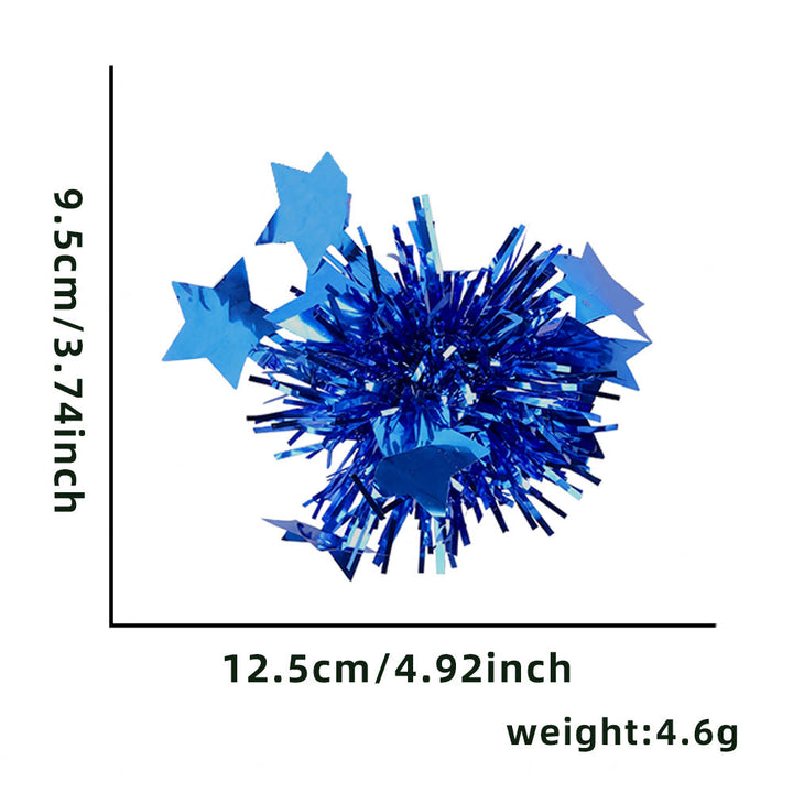 Independence Day sparkly tinsel starburst pom pom cat teaser toy Kalsten