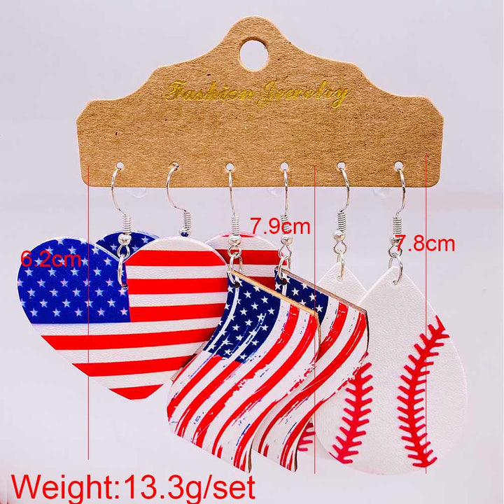 Women’s American-inspired earring set made of lightweight wood and acrylic with drop and letter charms Kalsten
