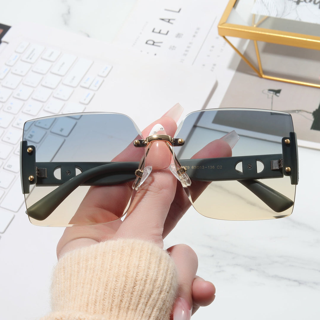 Women's High-Quality Rectangular Sunglasses with Fashionable Metal Frame Kalsten