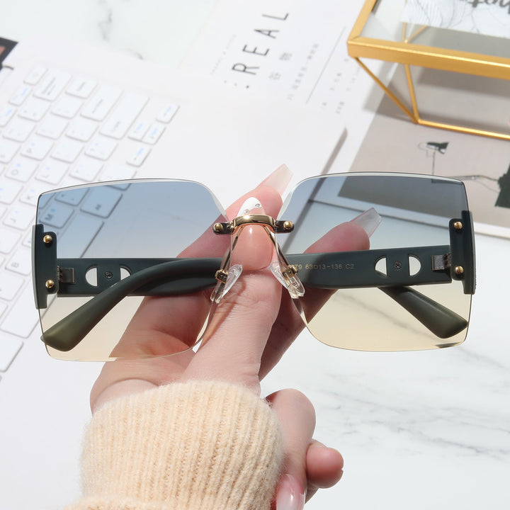Women's High-Quality Rectangular Sunglasses with Fashionable Metal Frame Kalsten