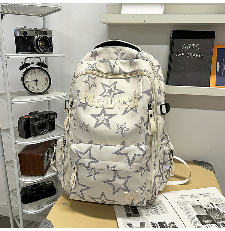 Casual Star-Patterned School Backpack