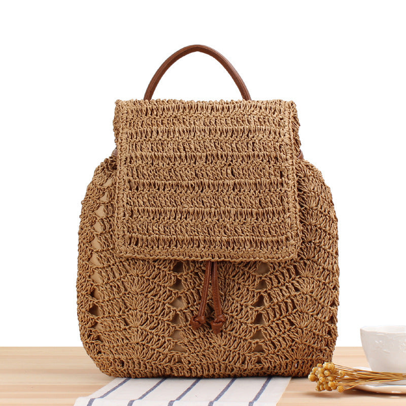 Braided Natural Material Backpack Kalsten
