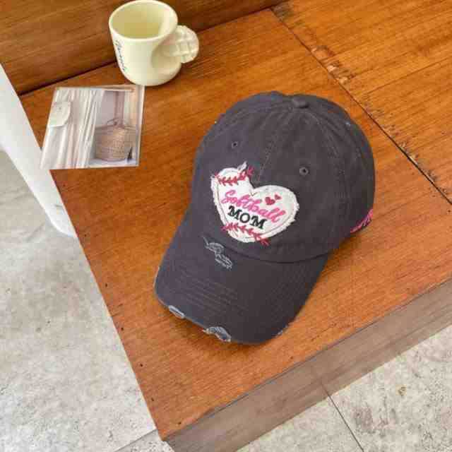Women's Distressed Heart-Embroidered Baseball Cap Kalsten