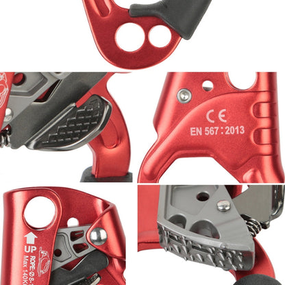 Skanto | XINDA TP-8606 Outdoor Climbing Arborist Anti-fall Handheld Rope Grab for 8-12mm Diameter Rope Right (Red)