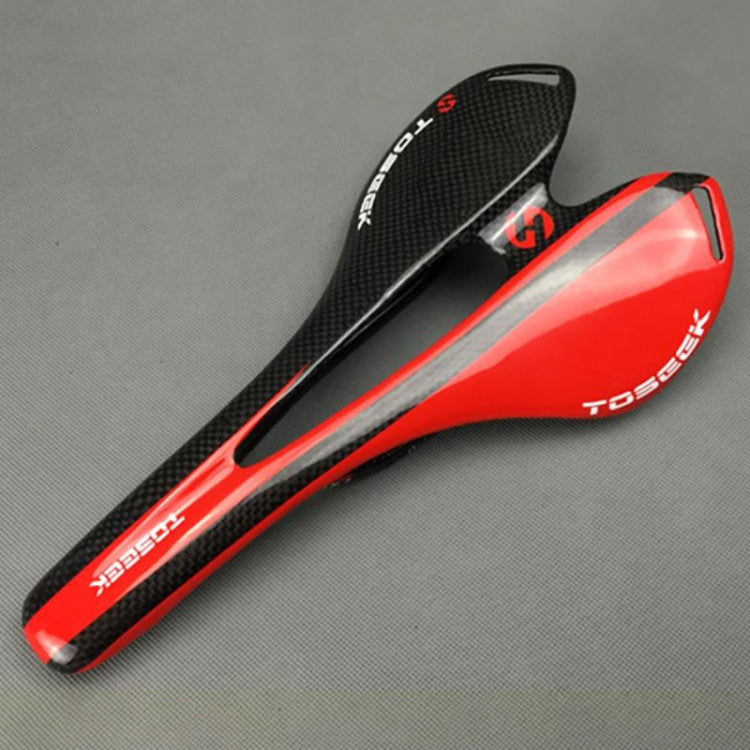 Kalsten | TOSEEK Road Bike Carbon Fiber Saddle Bicycle Hollow Saddle, 3K Texture + Lightweight (Red)