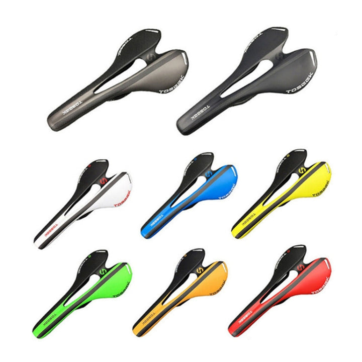 Kalsten | TOSEEK Road Bike Carbon Fiber Saddle Bicycle Hollow Saddle, 3K Texture + Lightweight (Red)