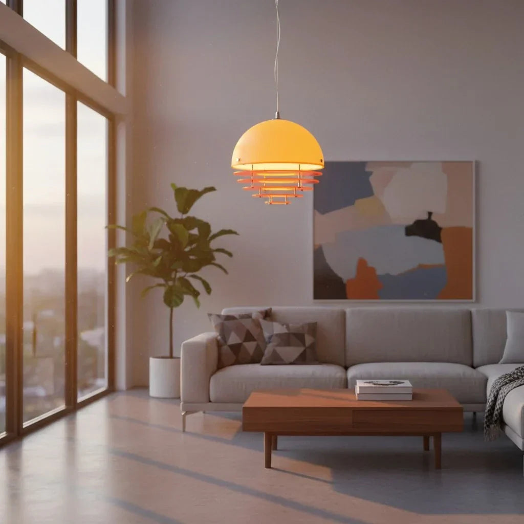 Pendant Light Glass Dome 12 in White Orange Klein Blue Dining Room Living Area Ambient Lighting Artistic Modern | Kalsten
