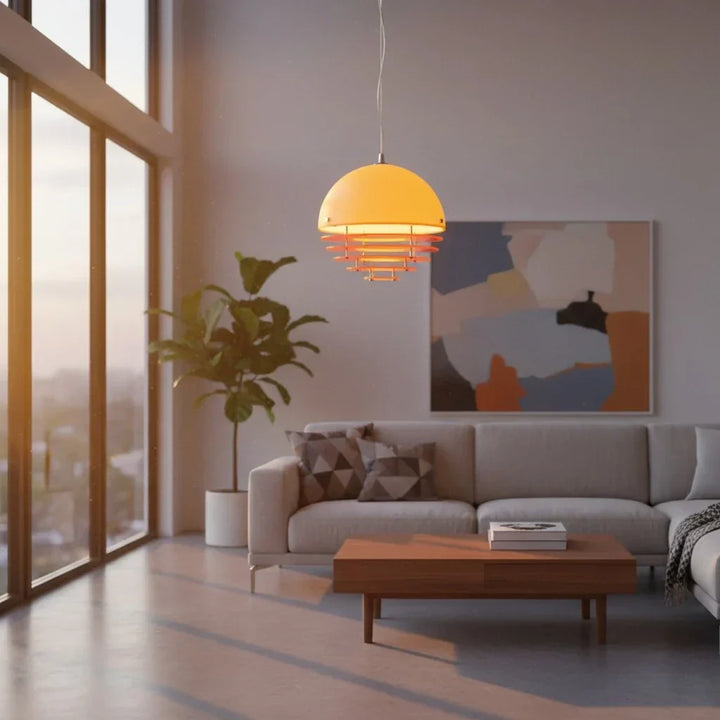 Pendant Light Glass Dome 12 in White Orange Klein Blue Dining Room Living Area Ambient Lighting Artistic Modern | Kalsten