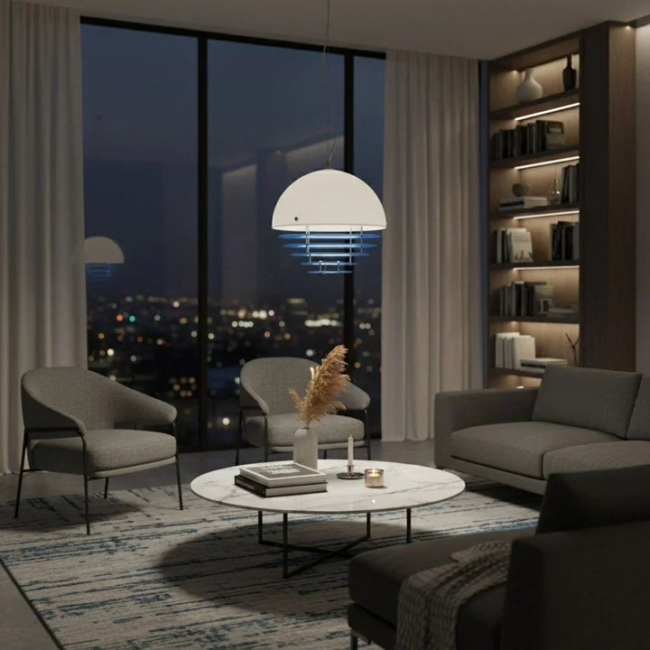 Pendant Light Glass Dome 12 in White Orange Klein Blue Dining Room Living Area Ambient Lighting Artistic Modern | Kalsten
